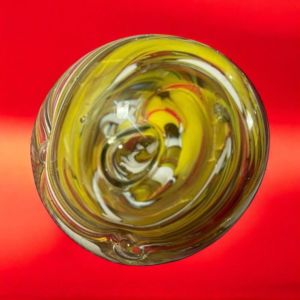 Multicolor Art Glass Swirl Paperweight 2" Tall Handblown Vintage